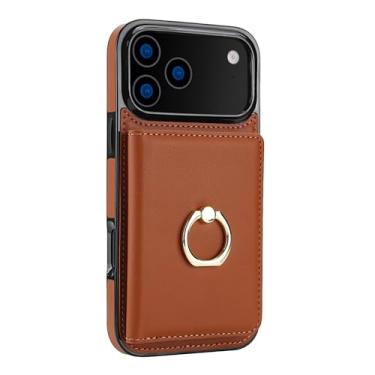 Imagem de LYJSMGZ Capa com compartimento para cartão para Iphone17pro Max/17/17Pro/17Air, bordas elevadas com suporte oculto para câmera à prova de choque, anel de vedação portátil, marrom, 17Pro