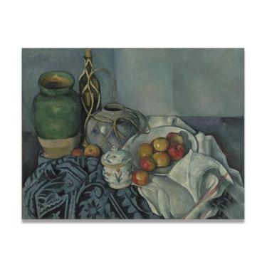 Imagem de LKXGRRSFG Still Life Of ApplesPaul Cézanne Canvas Art: Obra-prima pós-impressionista, decoração de casa 81,5 x 103,9 cm sem moldura