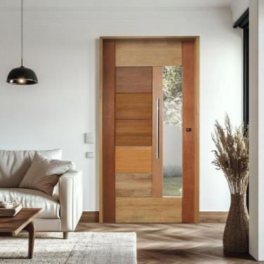 Imagem de Kit Porta de Madeira Pivotante 210x120cm Batente 14cm Fechadura 803 Ro