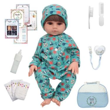 Imagem de Bebê Reborn Menino Arthur Corpo Silicone Pijama Marinheiro - Cegonha R