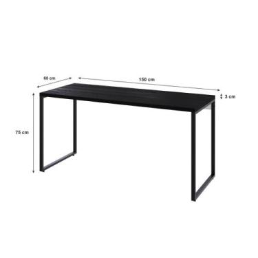 Imagem de Mesa de Escritório Kuadra 150cm - Metalig, Preto Ônix