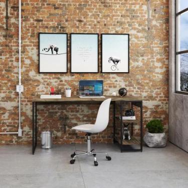 Imagem de Mesa c/Estante Baixa 150X64X75cm C/02 Prateleiras - Metalig, Carvalho 