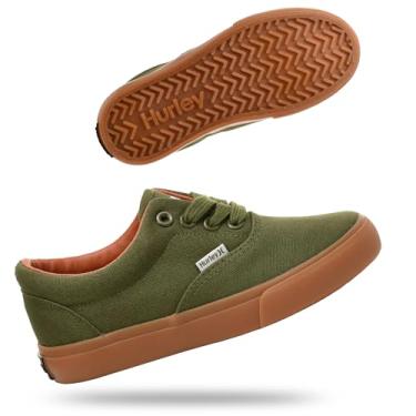 Imagem de Hurley Marley Tênis infantil de lona com cadarço – Tênis de skate de cano baixo para crianças, calçados esportivos para meninos e meninas, Cáqui/marrom, 13 Little Kid