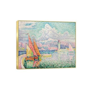 Imagem de BMZFYBS Impressão em tela famosa pintura - paisagem arte de parede - porta 2 - pôster de moldura dourada para decoração de casa 30 x 35 cm 12 x 13 pol