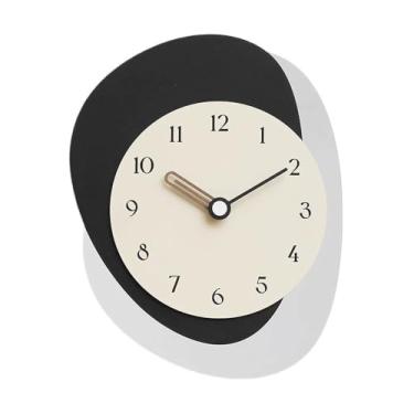 Imagem de Relógio de parede, sala de estar, sem perfuração, decoração simples, relógio de parede, relógio personalizado, adequado para hall de entrada, estudo, hotel, decoração de casa (preto)