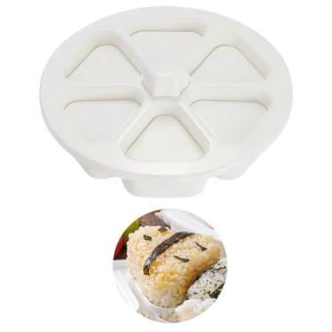 Imagem de LINYUEARUI Molde triangular 6 em 1 para sushi onigiri molde branco para alimentos, kit de fabricação de sushi japonês molde de sushi prensa de sushi caseiro rolo de arroz e vegetais, pode fazer 6