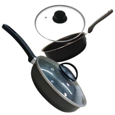 Imagem de kit e Jogo De Frigideira 20 E 14cm Antiaderente Preto Com Tampa