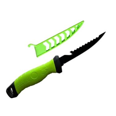 Imagem de FACA FILETEIRA PARA PESCA 26,5CM LIGA DE TITANIUM COM BAINHA VERDE CAÇA CAMPING PESCADOR