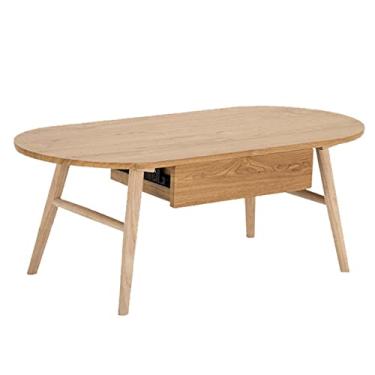 Imagem de Mesa de centro de madeira contemporânea para sala de estar com gaveta, mesa de canto retrô para casa, G: 114,8 cm x L: 52,8 cm x A: 43 cm, marrom rústico