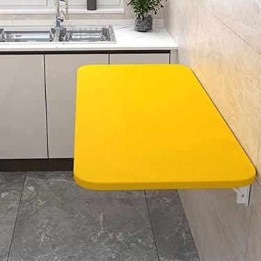 Imagem de Bancada de trabalho dobrável montada na parede, mesa de folhas suspensas, mesa flutuante dobrável, para quarto, banheiro, apartamento (amarelo 60 x 40 cm/24 x 16 pol)