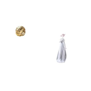 Imagem de Fenteer Escultura de Cerâmica com Novelo de Lã Estético, Ornamento de Porcelana, Estatueta de Senhora, Estátua Nórdica Moderna para Sala de Estar, Prateleira,