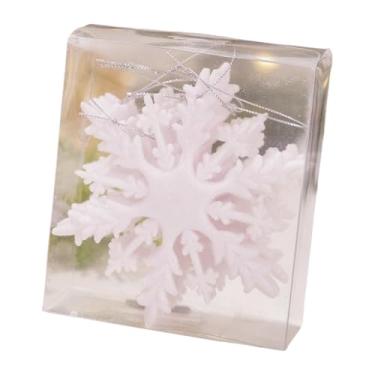 Imagem de CarpNettore 6 Peças de Pingente de Floco de Neve de Natal, Guirlanda Decorativa, Ornamento Brilhante com Corda, Adequado para Crianças, Adultos, Escritório em Cas, Branco, Tamanho real
