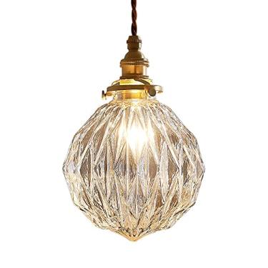 Imagem de YQSLQZZ Lustre de vidro para casa de fazenda, luzes de teto vintage para sala de jantar, luminária decorativa de cabeceira ajustável de altura ajustável, para corredor de pia de bar