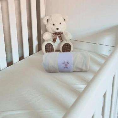 Imagem de Lençol para Berço Americano, Malha 100% Algodão, 160x98x12cm, com Elástico, Cores Suaves (Palha)