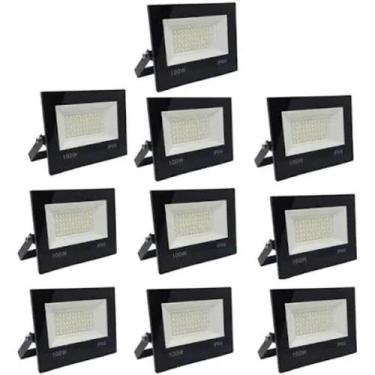Imagem de Kit 10 refletores de led Bivolt 100w 5500k ip66 - branco frio - Lumant