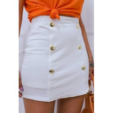 Imagem de Shorts saia molecotton com botoes mariana off white -  WHITE 