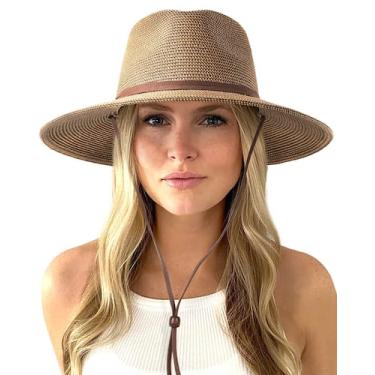 Imagem de Chapéu de sol FURTALK Straw Fedora Panama Wide Brim UPF 80+ Coffee