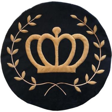 Imagem de Tapete Pelúcia Coroa Ramos 90cm x 90cm Quarto Infantil Base Emborrachado - Azul Marinho