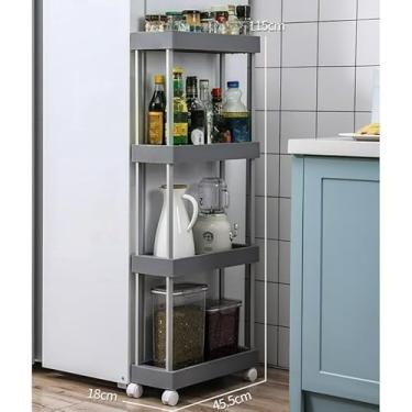 Imagem de Armário Carrinho Organizador Multiuso Com 4 Camadas Com Rodinhas Cozinha Banheiro Quarto Lavanderia (ALEATORIA,G)