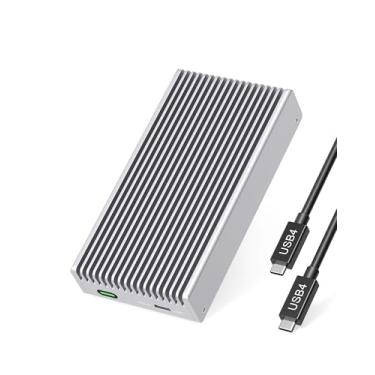 Imagem de AKKYAJAURE Gabinete Ssd M.2 Nvme De 40 Gbps Sem Ventoinha, Externo Alumínio Usb4/Thunderbolt 4 Com Design Resfriamento À Prova Poeira E Aletas, Suporta Pcie Até 8 Tb (Prata)