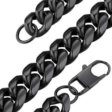Imagem de GOLDCHIC JEWELRY Corrente cubana grossa de aço inoxidável Miami, colar masculino, verniz protetor pulverizado que outras correntes protegem contra desbotamento e oxidação, 6 mm/10 mm/14 mm de largura,