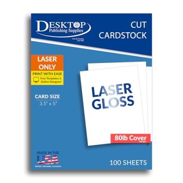 Imagem de Cartolina brilhante de 8,9 cm x 12,7 cm para impressoras a laser - Pacote com 100 folhas - Papel fotográfico de convite de alto brilho