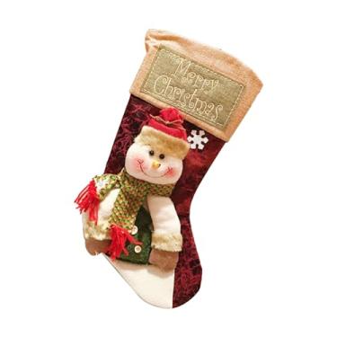 Imagem de Meias de Natal personalizadas feitas à mão para pendurar no Natal, saco de presente para decorações de férias, lembrancinhas de festa, decoração de árvore de cornija, tecido não tecido de poliéster 90