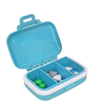Imagem de Porta Comprimidos Portátil com 3 Divisórias - Organizador de Remédios para Viagem e Dia a Dia(3,Azul)