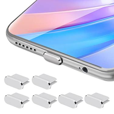 Imagem de Generic Plugues antipoeira USB C, 6 peças de capas antipoeira tipo C, protetores de poeira de telefone de liga de alumínio, Tipo-C Capa de porta de carregamento para dispositivos de smartphone tipo C