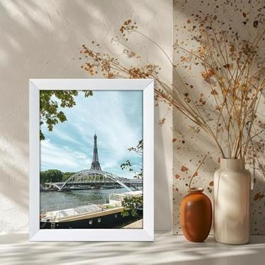 Imagem de Porta-retrato minimalista com design moderno e elegante 12 cm para parede e mesa, molduras para fotos clássicas verticais ou horizontais e Grace (branca)