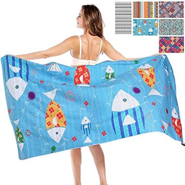 Imagem de Toalha de praia de microfibra grande toalha de viagem de secagem rápida -180 cm x 89 cm - sem areia leve macia super absorvente toalhas de piscina compactas - perfeita para acampamento, natação