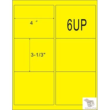 Imagem de Etiquetas de frete de Internet amarelas fluorescentes neon 6up 100 folhas da ProLine 3-1/3" x 4" FBA (600 etiquetas)