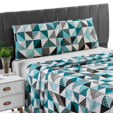 Imagem de Jogo de Lençol Casal Queen 4 Peças Estampado Percal 200 Fios 100 Algod