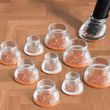 Imagem de Conjunto de almofadas de feltro redondas para móveis de 4 peças - durável, portátil, reduz a fricção do chão para cadeiras e mesas (preto 26-32 mm)