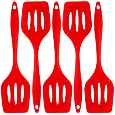 Imagem de Espatula De Silicone Vazada Vermelha Grande Kit 05 Un