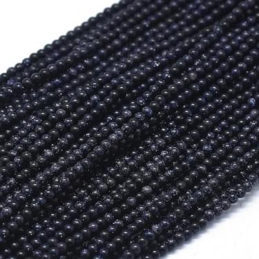 Imagem de Cerca de 344 peças de fios redondos de contas de ouro azul sintético, contas soltas de pedra preciosa de arenito azul sintético de 2 mm para fazer joias para brincos de colar de pulseira DIY, orifício
