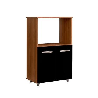 Imagem de Balcão Multiuso Para Cozinha Micro-ondas 2 Portas Taiane Savana / Preto