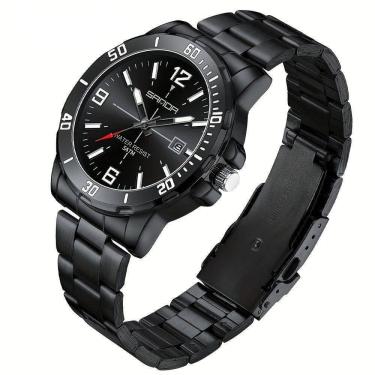 Imagem de Relógio De Aço Inoxidável Impermeável Sanda 3265 à Prova D`água Preto