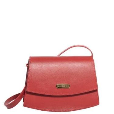 Imagem de Bolsa Feminina Leopoldine Vermelha Couro Legítimo Tiracolo Alça Ajustável com Fecho Magnético-Feminino
