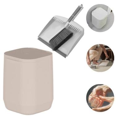 Imagem de Lixeira Suspensa Piso/Parede+Pá Para Lixo+Escova Limpeza -Ou