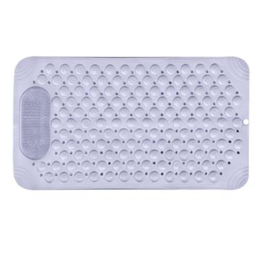 Imagem de Tapete de chuveiro para banheira, tapete de banheira antiderrapante de 68,5 x 35,5 cm com ventosas, tapete de chuveiro antiderrapante com orifícios de drenagem, tapete de esfregão para pés de chuveiro