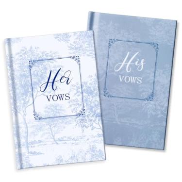 Imagem de Conjunto de 2 livros de votos de casamento para ele e ela, caderno de compromisso, para chá de panela, 48 páginas, 15 x 10 cm (azul)
