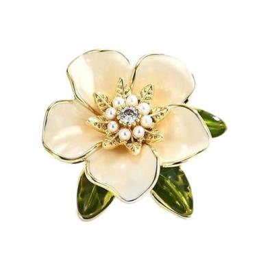 Imagem de Broche de flor Gardenia – Joia floral branca para mulheres