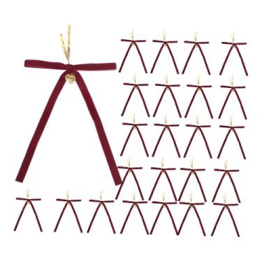 Imagem de Sclmgo 24 Laços de Natal DIY, Decorações Multifuncionais E Originais com Sinos, para Quarto, Porta, Aniversário, Festas E Feriados, Vermelho Escuro, Tamanho real