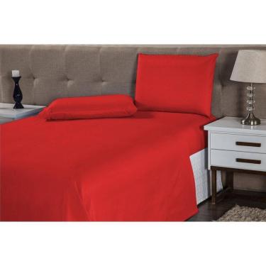 Imagem de Jogo De Lençol Casal Linha Charme Cama Box 4 Peças Vermelho