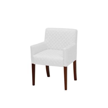 Imagem de Poltrona Decorativa Liverpool Base Madeira Corano Branco