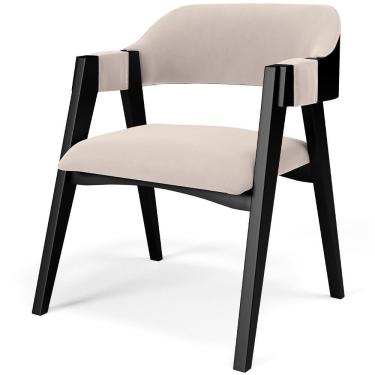Imagem de Cadeira Para Sala De Jantar Estar Living Estofada Suran L02 Preto Suede Bege - Lyam Decor
