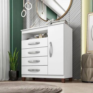 Imagem de Cômoda Sapateira Cannes 1 Porta 4 Gavetas - Incorplac Cor Branco