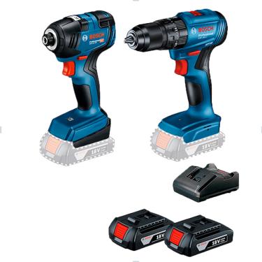 Imagem de Kit Furadeira 3/8 185-Li+Chave de Impacto 1/4” Com 2 Baterias e Carregador Bivolt Bosch