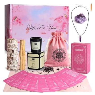 Imagem de Cartas de baralho de tarô para iniciantes com significado sobre eles - Kit de bruxaria - Medite presente de sálvia para limpeza de casa e energia negativa